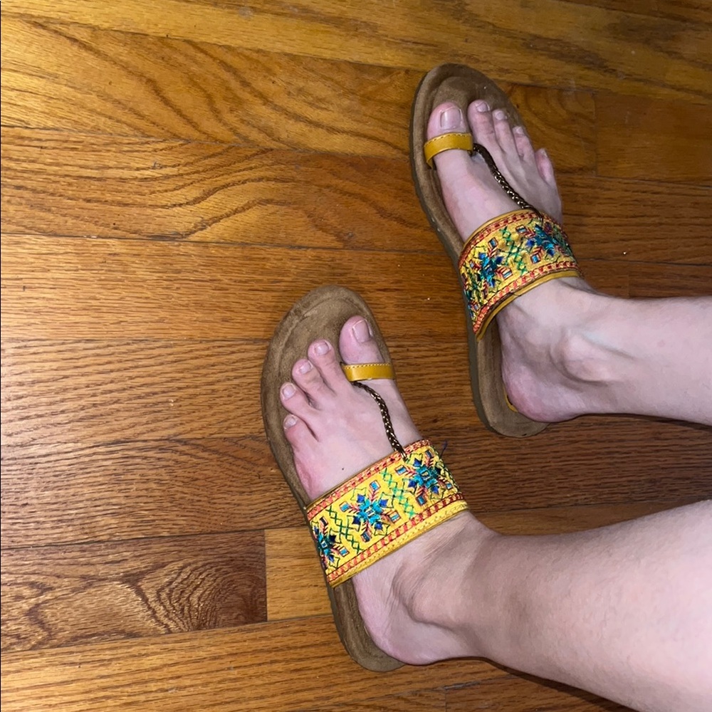 Yellow Sandals with Decorative Strap